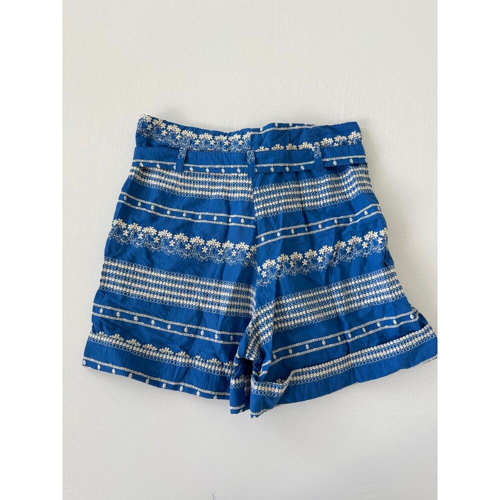 Agua Bendita Adisson Vessel 100% Cotton Shorts Summer Blue Embroidered Sz S NWT - Picture 4 of 5